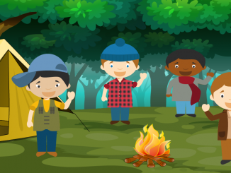 Boys around a campfire