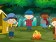 Boys around a campfire